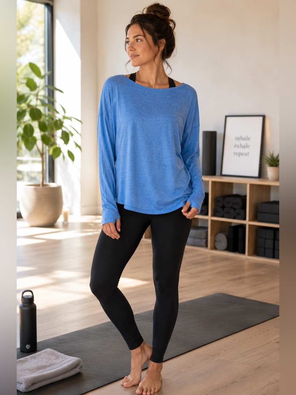 Lululemon Back In Action Long Sleeve Top Heather Blue | Estimated Large